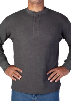 Smith's Workwear Extended Tail Mini-Thermal Knit Henley Pullover with Gusset -Bazaar stoe Belk 1052