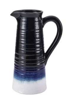 Bazaar Elements 12-Inch Ceramic Pitcher Vase, Blue/White -Bazaar stoe Belk 109