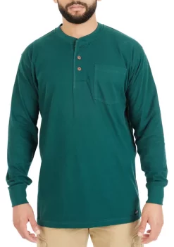 Smith's Workwear Long Sleeve Pocket Gusset Henley -Bazaar stoe Belk 1118