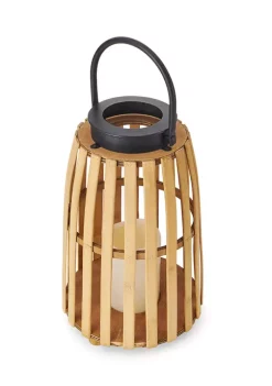 Bazaar Elements 10" White Natural Wood Candle Holder