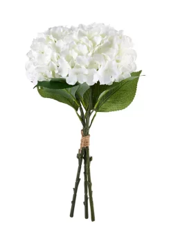 Bazaar Elements Plastic White Hydrangea Faux Florals - Set of 3