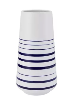 Bazaar Elements 12-Inch Blue Stripe Ceramic Vase, Blue/White -Bazaar stoe Belk 126