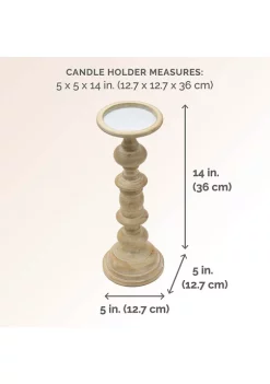 Bazaar Elements White Wash Mango Wood Candle Holder -Bazaar stoe Belk 134