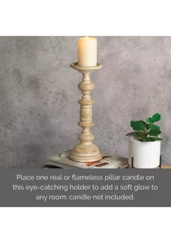 Bazaar Elements White Wash Mango Wood Candle Holder -Bazaar stoe Belk 136
