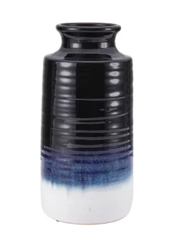Bazaar Elements 12-Inch Ceramic Shoulder Vase, Blue/White