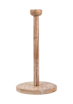 Bazaar Medallion Design Carved Wood Paper Towel Holder