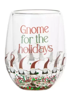 Bazaar Double Wall Gnome Confetti Stemless Wine Glass