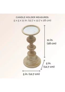 Bazaar Elements White Wash Mango Wood Candle Holder -Bazaar stoe Belk 181