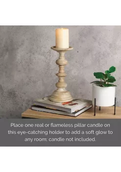 Bazaar Elements White Wash Mango Wood Candle Holder -Bazaar stoe Belk 183