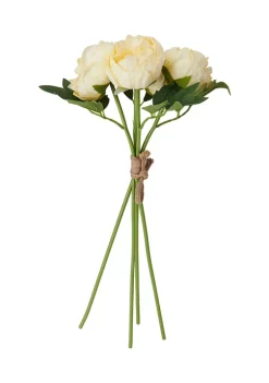 Bazaar Elements 18" Plastic Light Yellow Peony Faux Florals - Set of 4