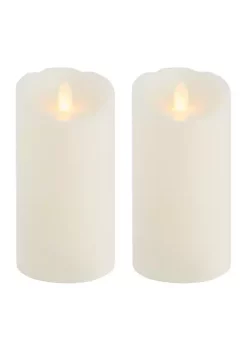Bazaar Mikasa Set of 2 3x6 White Realistic LED Flameless Pillar Candles