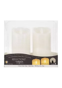 Bazaar Mikasa Set of 2 3x6 White Realistic LED Flameless Pillar Candles -Bazaar stoe Belk 311