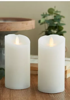 Bazaar Mikasa Set of 2 3x6 White Realistic LED Flameless Pillar Candles -Bazaar stoe Belk 312