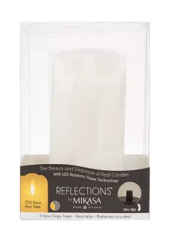 Bazaar Mikasa 3x4 White Realistic LED Flameless Pillar Candle, Set of 2 -Bazaar stoe Belk 317