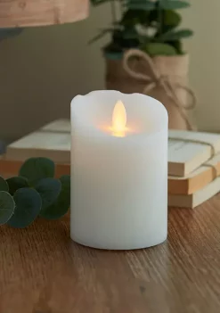 Bazaar Mikasa 3x4 White Realistic LED Flameless Pillar Candle -Bazaar stoe Belk 322