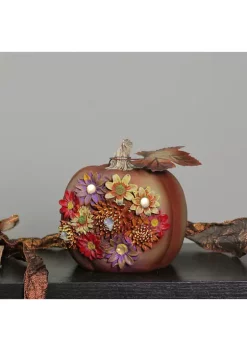 Gordon Companies 7.5 inch Brown Solar Powered Floral Pumpkin Outdoor Decoration -Bazaar stoe Belk 327