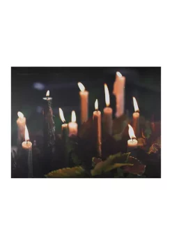Gordon Companies LED Lighted Flickering Candles with Fall Leaves Canvas Wall Art 11.75 inch x 15.75 inch