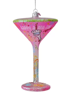 Gordon Companies 5.5Inch Happy Hour Blown Glass Happy Birth Cocktail Christmas Ornament