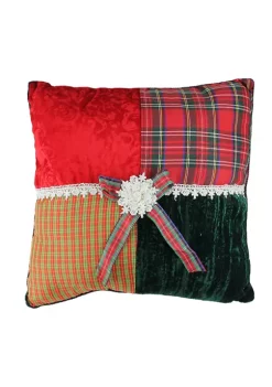 Gordon Companies 15.5Inch Red and Green Plaid Square Christmas Throw Pillow -Bazaar stoe Belk 349