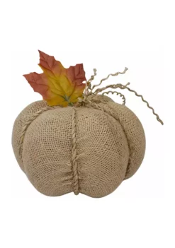 Gordon Companies 5.5 inch Beige Burlap Autumn Harvest Table Top Pumpkin
