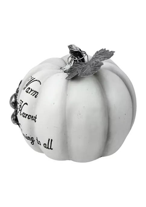 Gordon Companies 8 inch White and Black Warm Harvest Blessing Thanksgiving Table Top Pumpkin 4 Gordon Companies 8 inch White and Black Warm Harvest Blessing Thanksgiving Table Top Pumpkin - Image 2