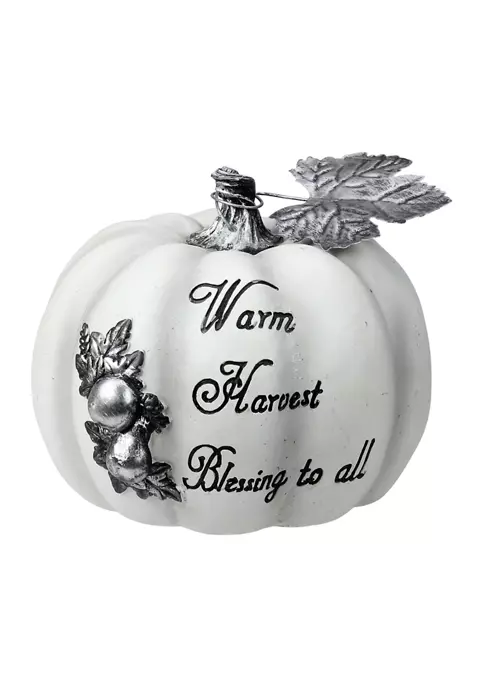 Gordon Companies 8 inch White and Black Warm Harvest Blessing Thanksgiving Table Top Pumpkin 6 Gordon Companies 8 inch White and Black Warm Harvest Blessing Thanksgiving Table Top Pumpkin - Image 4