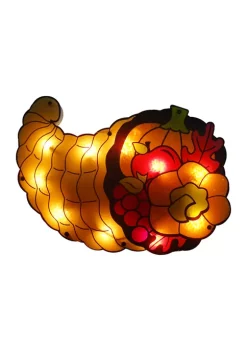 Gordon Companies 16 inch Gold and Red Lighted Cornucopia Thanksgiving Window Silhouette Decoration