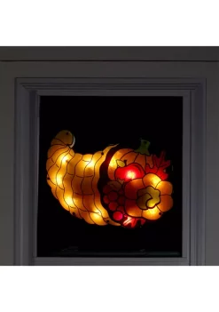 Gordon Companies 16 inch Gold and Red Lighted Cornucopia Thanksgiving Window Silhouette Decoration -Bazaar stoe Belk 379