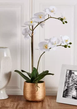 Bazaar 22'' White Orchid Faux Greenery