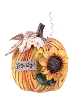Gordon Companies 6.5 inch Brown and Yellow Sunflower inchBlessings inch Thanksgiving Tabletop Pumpkin Decor