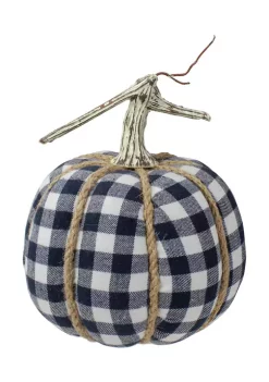 Gordon Companies Dark Blue and White Plaid Fall Harvest Tabletop Pumpkin -Bazaar stoe Belk 411
