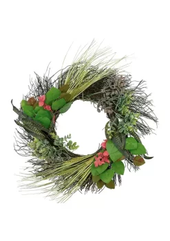 Gordon Companies Wheat Eucalyptus and Twig Artificial Wreath 22- inch -Bazaar stoe Belk 420