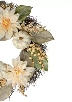 Gordon Companies Dahlia and Pumpkin Fall Artificial Floral Wreath 22- inch 10 Gordon Companies Dahlia and Pumpkin Fall Artificial Floral Wreath 22- inch -Bazaar stoe Belk 445
