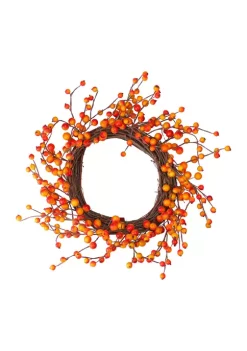 Gordon Companies Orange Red Berry and Twig Artificial Thanksgiving Wreath - 14- inch Unlit