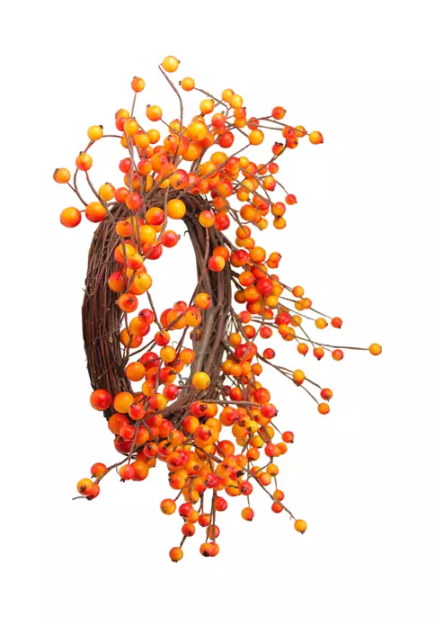 Gordon Companies Orange Red Berry and Twig Artificial Thanksgiving Wreath - 14- inch Unlit 4 Gordon Companies Orange Red Berry and Twig Artificial Thanksgiving Wreath - 14- inch Unlit - Image 2