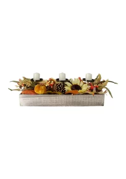 Gordon Companies 26 inch Autumn Harvest Sunflower 3-Piece Candle Holder in a inchGrateful inch Rustic Wooden Box Centerpiece -Bazaar stoe Belk 480