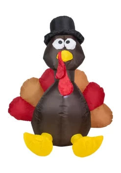 Gordon Companies 4 Feet Red and Brown Inflatable Lighted Thanksgiving Turkey Outdoor Decor