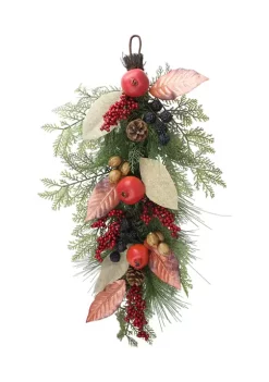 Gordon Companies 30 inch Autumn Harvest Mixed Berry and Pine Needle Artificial Teardrop Swag - Unlit