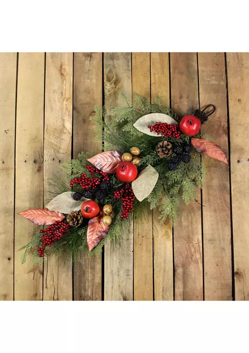 Gordon Companies 30 inch Autumn Harvest Mixed Berry and Pine Needle Artificial Teardrop Swag - Unlit 5 Gordon Companies 30 inch Autumn Harvest Mixed Berry and Pine Needle Artificial Teardrop Swag - Unlit - Image 3