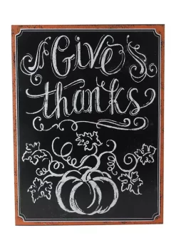 Gordon Companies Black and White inchGive thanks inch Chalkboard Thanksgiving Wall Art Decor 14 inch x 10.5 inch