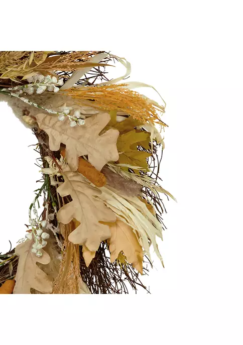 Gordon Companies Cattail and Wheat Twig Artificial Fall Harvest Wreath 24- inch 4 Gordon Companies Cattail and Wheat Twig Artificial Fall Harvest Wreath 24- inch - Image 2