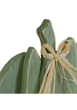 Gordon Companies 14.5 inch Green Wooden Fall Harvest Table Top Pumpkin with Bow -Bazaar stoe Belk 570