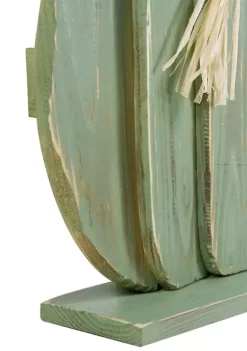 Gordon Companies 14.5 inch Green Wooden Fall Harvest Table Top Pumpkin with Bow -Bazaar stoe Belk 571