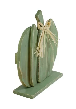 Gordon Companies 14.5 inch Green Wooden Fall Harvest Table Top Pumpkin with Bow -Bazaar stoe Belk 572