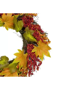 Gordon Companies Maple Leaf and Berry Twig Artificial Fall Harvest Wreath 22- inch -Bazaar stoe Belk 644