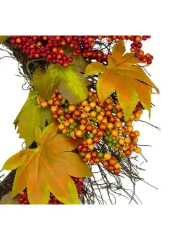 Gordon Companies Maple Leaf and Berry Twig Artificial Fall Harvest Wreath 22- inch -Bazaar stoe Belk 645