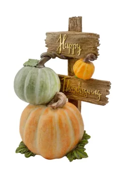 Gordon Companies 12.5 inch Orange and Green Pumpkin inchHappy Thanksgiving inch Table Top Sign -Bazaar stoe Belk 656