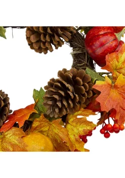 Gordon Companies Leaves Pine Cones and Pumpkins Artificial Fall Harvest Wreath - 20- inch Unlit 10 Gordon Companies Leaves Pine Cones and Pumpkins Artificial Fall Harvest Wreath - 20- inch Unlit -Bazaar stoe Belk 668