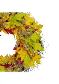 Gordon Companies Maple Leaf Artificial Fall Harvest Wreath 22- inch 8 Gordon Companies Maple Leaf Artificial Fall Harvest Wreath 22- inch -Bazaar stoe Belk 677