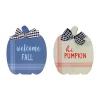 Gordon Companies Set of 2 Blue and Beige Fall Harvest Wooden Pumpkin Welcome Plaques 8 inch -Bazaar stoe Belk 692